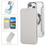 เคสโทรศัพท์หนังวีแกนชุบแม่เหล็กบางพิเศษ สำหรับ iPhone 15, สำหรับ iPhone 14 / 13, สำหรับ iPhone 14 Pro, สำหรับ iPhone 14 Pro Max, สำหรับ iPhone 13 Pro Max, สำหรับ iPhone 13 Pro
