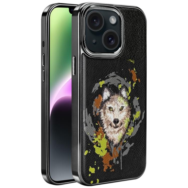 เคสโทรศัพท์หนังวีแกนลายกราฟฟิตีปัก พร้อมโล่แม่เหล็กชุบอิเล็กโทร สำหรับ iPhone 14 Plus, สำหรับ iPhone 14, สำหรับ iPhone 14 Pro, สำหรับ iPhone 14 Pro Max