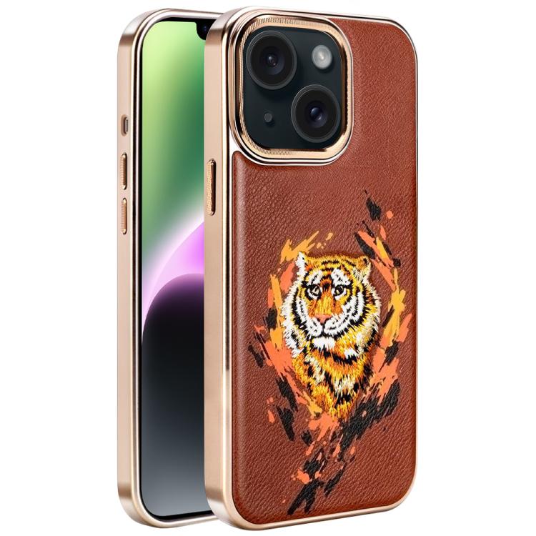 เคสโทรศัพท์หนังวีแกนลายกราฟฟิตีปัก พร้อมโล่แม่เหล็กชุบอิเล็กโทร สำหรับ iPhone 14 Plus, สำหรับ iPhone 14, สำหรับ iPhone 14 Pro, สำหรับ iPhone 14 Pro Max