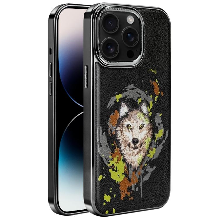 เคสโทรศัพท์หนังวีแกนลายกราฟฟิตีปัก พร้อมโล่แม่เหล็กชุบอิเล็กโทร สำหรับ iPhone 14 Plus, สำหรับ iPhone 14, สำหรับ iPhone 14 Pro, สำหรับ iPhone 14 Pro Max