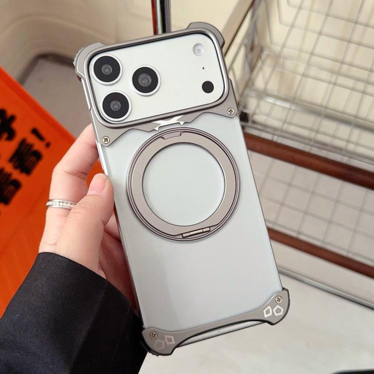 เคสโทรศัพท์แม่เหล็กแบบไม่มีกรอบ พร้อมที่ยึดหมุน 360 องศาลาย Jaguar Original Color สำหรับ iPhone 17 Pro Max, สำหรับ iPhone 17 Pro