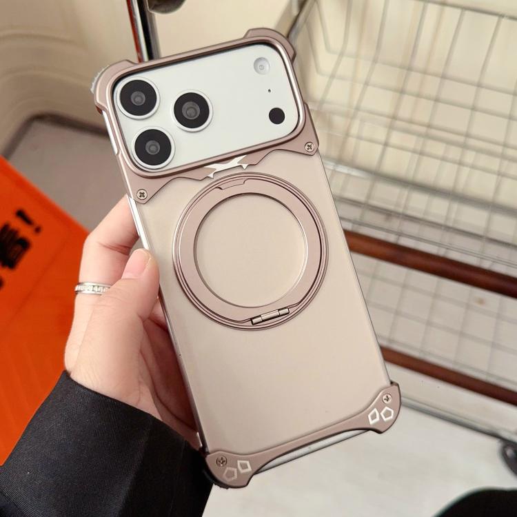เคสโทรศัพท์แม่เหล็กแบบไม่มีกรอบ พร้อมที่ยึดหมุน 360 องศาลาย Jaguar Original Color สำหรับ iPhone 17 Pro Max, สำหรับ iPhone 17 Pro