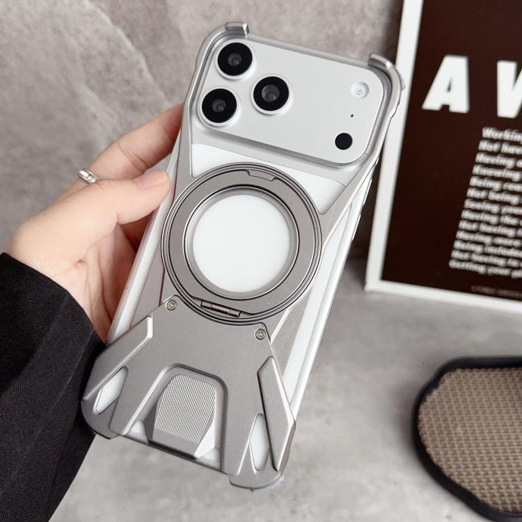 เคสโทรศัพท์แม่เหล็กแบบไม่มีกรอบ พร้อมที่ยึดหมุน 360 องศาลายรถแข่ง สำหรับ iPhone 17 Pro Max, สำหรับ iPhone 17 Pro