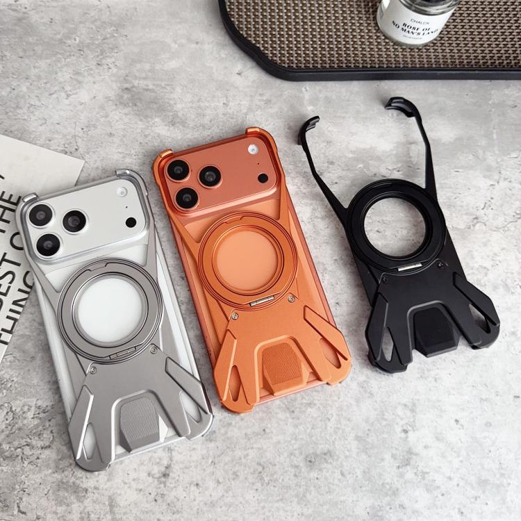 เคสโทรศัพท์แม่เหล็กแบบไม่มีกรอบ พร้อมที่ยึดหมุน 360 องศาลายรถแข่ง สำหรับ iPhone 17 Pro Max, สำหรับ iPhone 17 Pro