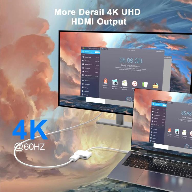 อะแดปเตอร์ USB-C/Type-C เป็น HDMI+USB-C/Type-C 4K/60HZ ดิจิทัล AV, Type-C 4K/60HZ