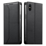 กระเป๋าโทรศัพท์หนังวีแกน RFID ปิดด้วยแม่เหล็กพร้อมเส้นเย็บ สำหรับ iPhone X / XS, สำหรับ iPhone XR, สำหรับ iPhone XS Max, สำหรับ iPhone 8 Plus / 7 Plus