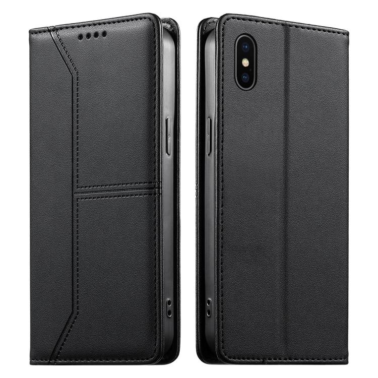 กระเป๋าโทรศัพท์หนังวีแกน RFID ปิดด้วยแม่เหล็กพร้อมเส้นเย็บ สำหรับ iPhone X / XS, สำหรับ iPhone XR, สำหรับ iPhone XS Max, สำหรับ iPhone 8 Plus / 7 Plus