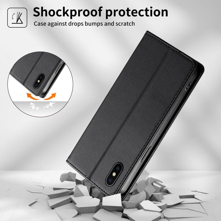 กระเป๋าโทรศัพท์หนังวีแกน RFID ปิดด้วยแม่เหล็กพร้อมเส้นเย็บ สำหรับ iPhone X / XS, สำหรับ iPhone XR, สำหรับ iPhone XS Max, สำหรับ iPhone 8 Plus / 7 Plus