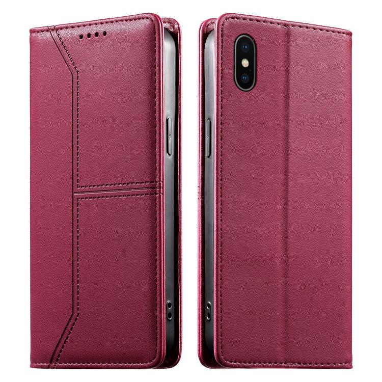 กระเป๋าโทรศัพท์หนังวีแกน RFID ปิดด้วยแม่เหล็กพร้อมเส้นเย็บ สำหรับ iPhone X / XS, สำหรับ iPhone XR, สำหรับ iPhone XS Max, สำหรับ iPhone 8 Plus / 7 Plus