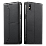 กระเป๋าโทรศัพท์หนังวีแกน RFID ปิดด้วยแม่เหล็กพร้อมเส้นเย็บ สำหรับ iPhone X / XS, สำหรับ iPhone XR, สำหรับ iPhone XS Max, สำหรับ iPhone 8 Plus / 7 Plus