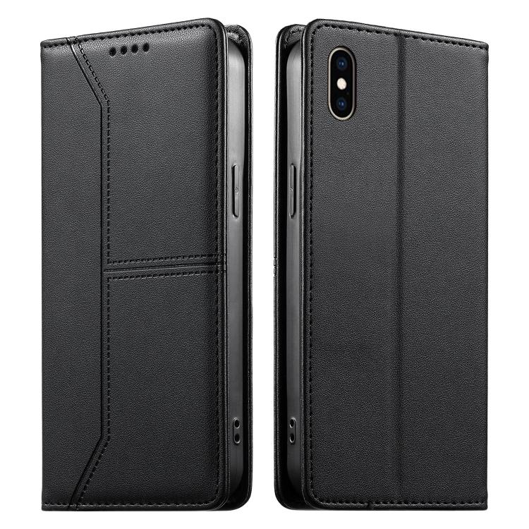 กระเป๋าโทรศัพท์หนังวีแกน RFID ปิดด้วยแม่เหล็กพร้อมเส้นเย็บ สำหรับ iPhone X / XS, สำหรับ iPhone XR, สำหรับ iPhone XS Max, สำหรับ iPhone 8 Plus / 7 Plus