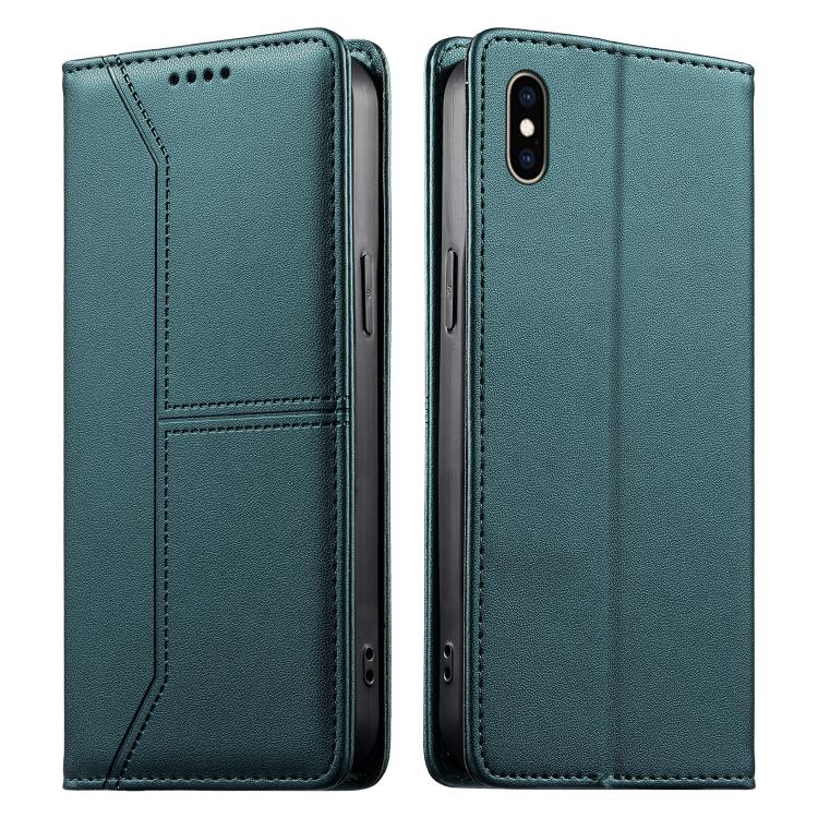 กระเป๋าโทรศัพท์หนังวีแกน RFID ปิดด้วยแม่เหล็กพร้อมเส้นเย็บ สำหรับ iPhone X / XS, สำหรับ iPhone XR, สำหรับ iPhone XS Max, สำหรับ iPhone 8 Plus / 7 Plus