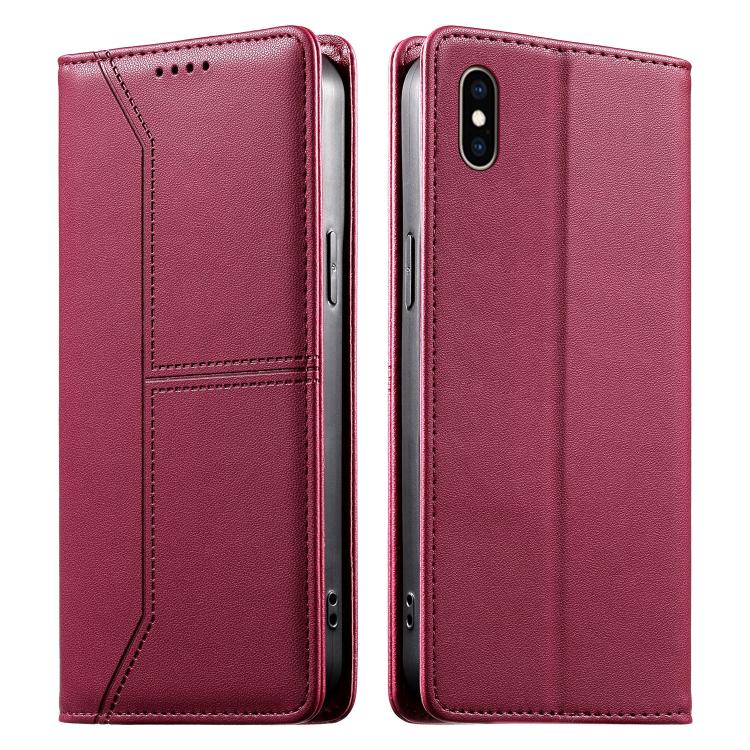 กระเป๋าโทรศัพท์หนังวีแกน RFID ปิดด้วยแม่เหล็กพร้อมเส้นเย็บ สำหรับ iPhone X / XS, สำหรับ iPhone XR, สำหรับ iPhone XS Max, สำหรับ iPhone 8 Plus / 7 Plus