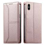 กระเป๋าโทรศัพท์หนังวีแกน RFID ปิดด้วยแม่เหล็กพร้อมเส้นเย็บ สำหรับ iPhone X / XS, สำหรับ iPhone XR, สำหรับ iPhone XS Max, สำหรับ iPhone 8 Plus / 7 Plus