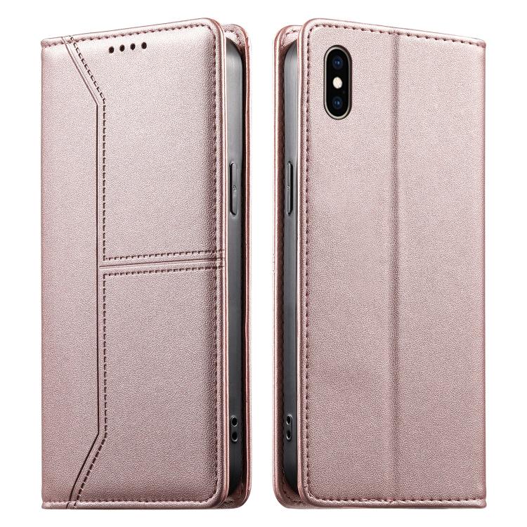 กระเป๋าโทรศัพท์หนังวีแกน RFID ปิดด้วยแม่เหล็กพร้อมเส้นเย็บ สำหรับ iPhone X / XS, สำหรับ iPhone XR, สำหรับ iPhone XS Max, สำหรับ iPhone 8 Plus / 7 Plus