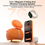 ZGA WX08 ลำโพงบลูทูธอเนกประสงค์ 15W พร้อมแท่นชาร์จโทรศัพท์และนาฬิกาไร้สาย, WX08