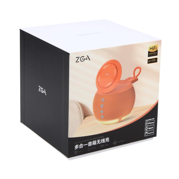 ZGA WX08 ลำโพงบลูทูธอเนกประสงค์ 15W พร้อมแท่นชาร์จโทรศัพท์และนาฬิกาไร้สาย, WX08