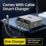 WXL-60C สถานีชาร์จเดสก์ท็อปมัลติพอร์ต 6-in-1 พร้อมสายเคเบิลกล้องโทรทรรศน์คู่ในตัว, WXL-60C