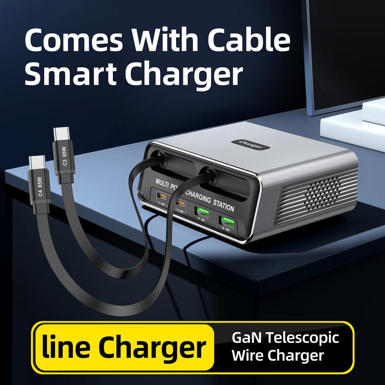 WXL-60C สถานีชาร์จเดสก์ท็อปมัลติพอร์ต 6-in-1 พร้อมสายเคเบิลกล้องโทรทรรศน์คู่ในตัว, WXL-60C
