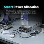 WXL-60E สถานีชาร์จเดสก์ท็อปมัลติพอร์ต 6-in-1 กำลังไฟ 210W พร้อมสายเคเบิลกล้องโทรทรรศน์คู่ในตัว, WXL-60E