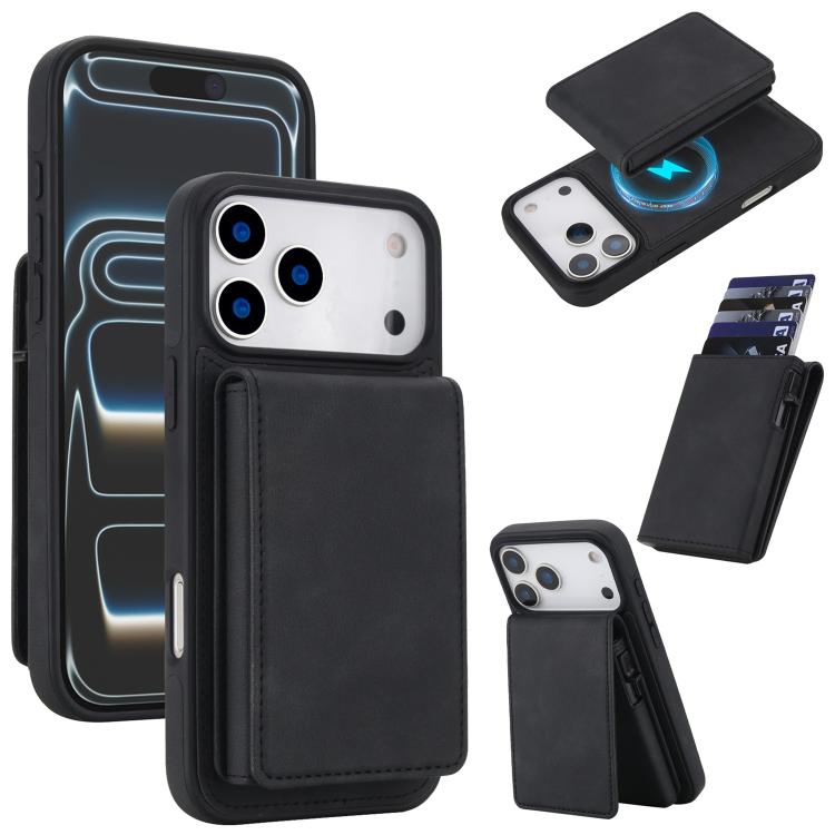 Retro Faux Leather Detachable Spring Loaded Card Bag Magnetic RFID Phone Case, For iPhone 17e / 16e, For iPhone 17 Pro Max, For iPhone 17 Pro, For iPhone 15 Plus, For iPhone 15, For iPhone 14 Plus, For iPhone 14 / 13, For iPhone 12 / 12 Pro
