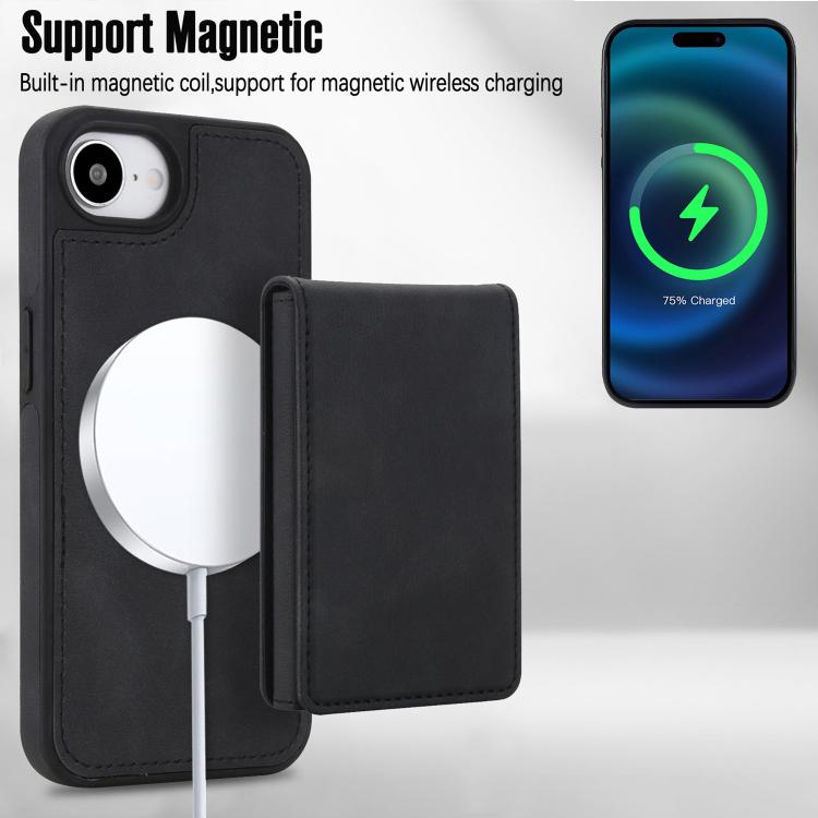 Retro Faux Leather Detachable Spring Loaded Card Bag Magnetic RFID Phone Case, For iPhone 17e / 16e, For iPhone 17 Pro Max, For iPhone 17 Pro, For iPhone 15 Plus, For iPhone 15, For iPhone 14 Plus, For iPhone 14 / 13, For iPhone 12 / 12 Pro