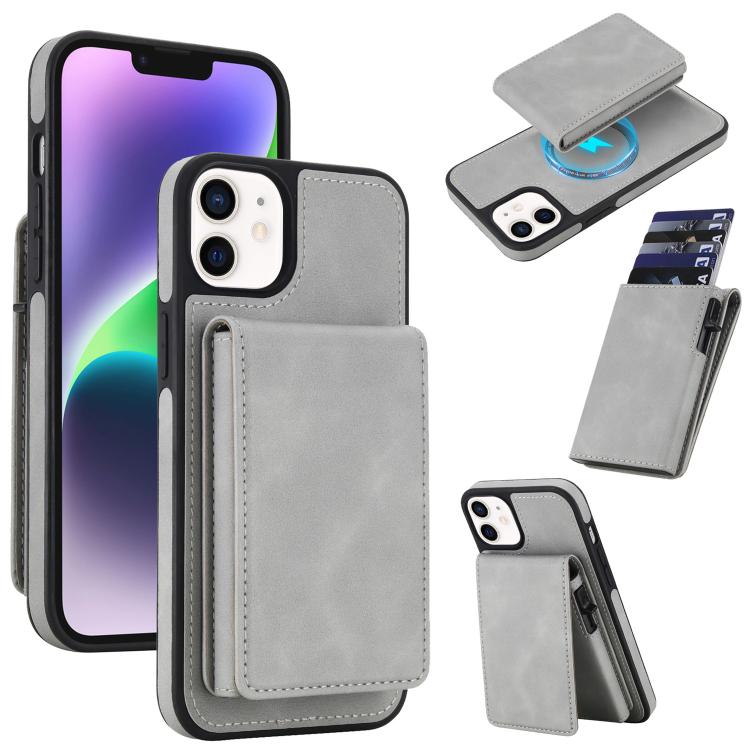 Retro Faux Leather Detachable Spring Loaded Card Bag Magnetic RFID Phone Case, For iPhone 17e / 16e, For iPhone 17 Pro Max, For iPhone 17 Pro, For iPhone 15 Plus, For iPhone 15, For iPhone 14 Plus, For iPhone 14 / 13, For iPhone 12 / 12 Pro