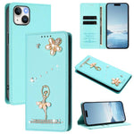 เคสโทรศัพท์หนังวีแกนแม่เหล็ก RFID ประดับเพชรลายสาวบัลเลต์ สำหรับ iPhone 16 Pro, สำหรับ iPhone 16 Plus, สำหรับ iPhone 16, สำหรับ iPhone 15 Pro Max, สำหรับ iPhone 15 Pro, สำหรับ iPhone 15 Plus