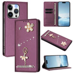 เคสโทรศัพท์หนังวีแกนแม่เหล็ก RFID ประดับเพชรลายสาวบัลเลต์ สำหรับ iPhone 16 Pro, สำหรับ iPhone 16 Plus, สำหรับ iPhone 16, สำหรับ iPhone 15 Pro Max, สำหรับ iPhone 15 Pro, สำหรับ iPhone 15 Plus