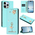 เคสโทรศัพท์หนังวีแกนแม่เหล็ก RFID ประดับเพชรลายสาวบัลเลต์ สำหรับ iPhone 16 Pro, สำหรับ iPhone 16 Plus, สำหรับ iPhone 16, สำหรับ iPhone 15 Pro Max, สำหรับ iPhone 15 Pro, สำหรับ iPhone 15 Plus