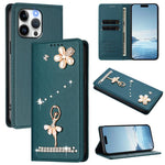 เคสโทรศัพท์หนังวีแกนแม่เหล็ก RFID ประดับเพชรลายสาวบัลเลต์ สำหรับ iPhone 16 Pro, สำหรับ iPhone 16 Plus, สำหรับ iPhone 16, สำหรับ iPhone 15 Pro Max, สำหรับ iPhone 15 Pro, สำหรับ iPhone 15 Plus