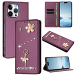 เคสโทรศัพท์หนังวีแกนแม่เหล็ก RFID ประดับเพชรลายสาวบัลเลต์ สำหรับ iPhone 16 Pro, สำหรับ iPhone 16 Plus, สำหรับ iPhone 16, สำหรับ iPhone 15 Pro Max, สำหรับ iPhone 15 Pro, สำหรับ iPhone 15 Plus
