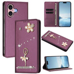 เคสโทรศัพท์หนังวีแกนแม่เหล็ก RFID ประดับเพชรลายสาวบัลเลต์ สำหรับ iPhone 16 Pro, สำหรับ iPhone 16 Plus, สำหรับ iPhone 16, สำหรับ iPhone 15 Pro Max, สำหรับ iPhone 15 Pro, สำหรับ iPhone 15 Plus