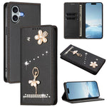 เคสโทรศัพท์หนังวีแกนแม่เหล็ก RFID ประดับเพชรลายสาวบัลเลต์ สำหรับ iPhone 16 Pro, สำหรับ iPhone 16 Plus, สำหรับ iPhone 16, สำหรับ iPhone 15 Pro Max, สำหรับ iPhone 15 Pro, สำหรับ iPhone 15 Plus