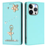 เคสโทรศัพท์หนังวีแกนแม่เหล็ก RFID ประดับเพชรลายสาวบัลเลต์ สำหรับ iPhone 16 Pro, สำหรับ iPhone 16 Plus, สำหรับ iPhone 16, สำหรับ iPhone 15 Pro Max, สำหรับ iPhone 15 Pro, สำหรับ iPhone 15 Plus