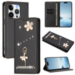 เคสโทรศัพท์หนังวีแกนแม่เหล็ก RFID ประดับเพชรลายสาวบัลเลต์ สำหรับ iPhone 16 Pro, สำหรับ iPhone 16 Plus, สำหรับ iPhone 16, สำหรับ iPhone 15 Pro Max, สำหรับ iPhone 15 Pro, สำหรับ iPhone 15 Plus