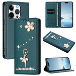 เคสโทรศัพท์หนังวีแกนแม่เหล็ก RFID ประดับเพชรลายสาวบัลเลต์ สำหรับ iPhone 16 Pro, สำหรับ iPhone 16 Plus, สำหรับ iPhone 16, สำหรับ iPhone 15 Pro Max, สำหรับ iPhone 15 Pro, สำหรับ iPhone 15 Plus