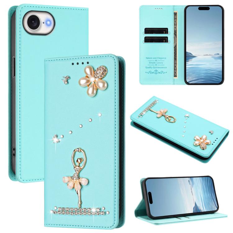 เคสโทรศัพท์หนังวีแกนแม่เหล็ก RFID ประดับเพชรลายสาวบัลเลต์ สำหรับ iPhone 17e / 16e, สำหรับ iPhone 17 Pro Max, สำหรับ iPhone 17 Pro, สำหรับ iPhone 17, สำหรับ iPhone Air, สำหรับ iPhone 16 Pro Max