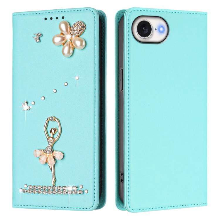 เคสโทรศัพท์หนังวีแกนแม่เหล็ก RFID ประดับเพชรลายสาวบัลเลต์ สำหรับ iPhone 17e / 16e, สำหรับ iPhone 17 Pro Max, สำหรับ iPhone 17 Pro, สำหรับ iPhone 17, สำหรับ iPhone Air, สำหรับ iPhone 16 Pro Max