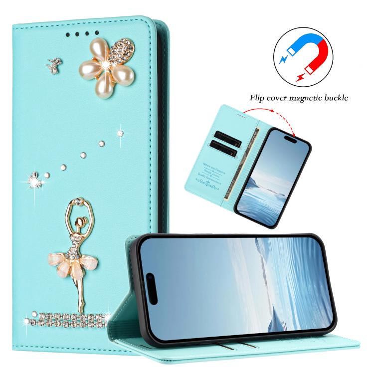 เคสโทรศัพท์หนังวีแกนแม่เหล็ก RFID ประดับเพชรลายสาวบัลเลต์ สำหรับ iPhone 17e / 16e, สำหรับ iPhone 17 Pro Max, สำหรับ iPhone 17 Pro, สำหรับ iPhone 17, สำหรับ iPhone Air, สำหรับ iPhone 16 Pro Max