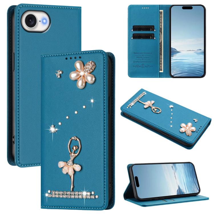 เคสโทรศัพท์หนังวีแกนแม่เหล็ก RFID ประดับเพชรลายสาวบัลเลต์ สำหรับ iPhone 17e / 16e, สำหรับ iPhone 17 Pro Max, สำหรับ iPhone 17 Pro, สำหรับ iPhone 17, สำหรับ iPhone Air, สำหรับ iPhone 16 Pro Max