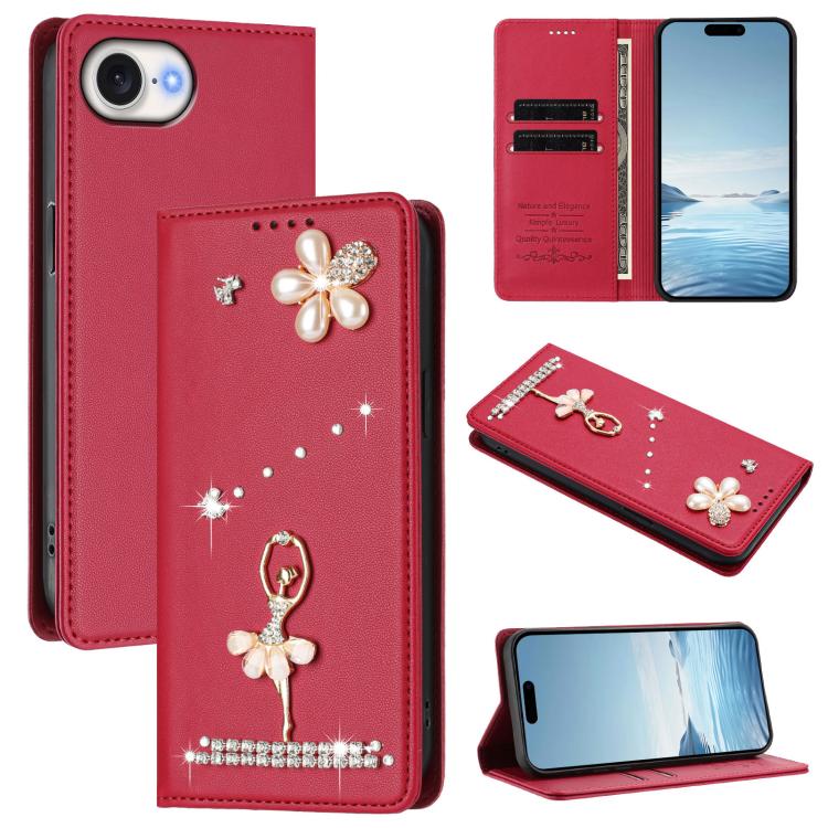 เคสโทรศัพท์หนังวีแกนแม่เหล็ก RFID ประดับเพชรลายสาวบัลเลต์ สำหรับ iPhone 17e / 16e, สำหรับ iPhone 17 Pro Max, สำหรับ iPhone 17 Pro, สำหรับ iPhone 17, สำหรับ iPhone Air, สำหรับ iPhone 16 Pro Max