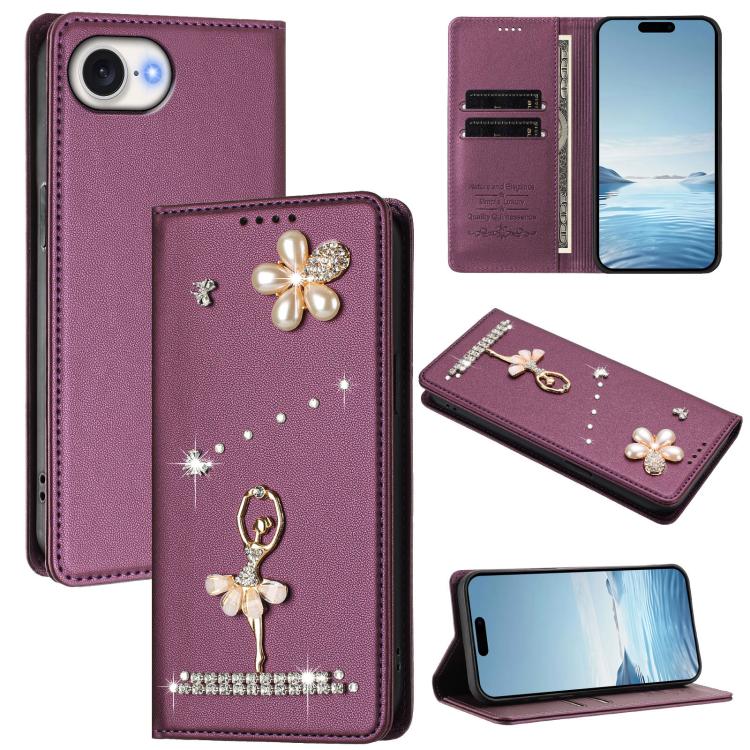 เคสโทรศัพท์หนังวีแกนแม่เหล็ก RFID ประดับเพชรลายสาวบัลเลต์ สำหรับ iPhone 17e / 16e, สำหรับ iPhone 17 Pro Max, สำหรับ iPhone 17 Pro, สำหรับ iPhone 17, สำหรับ iPhone Air, สำหรับ iPhone 16 Pro Max