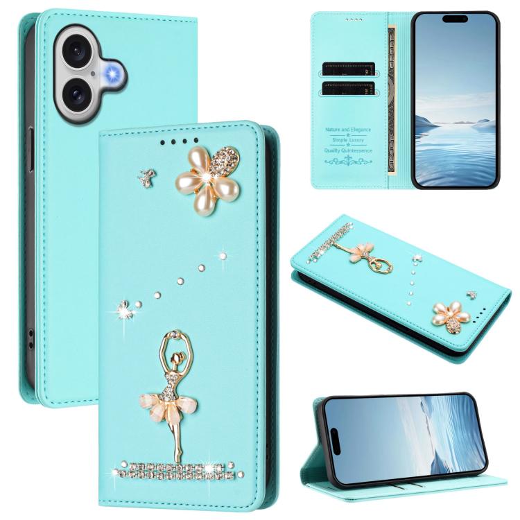 เคสโทรศัพท์หนังวีแกนแม่เหล็ก RFID ประดับเพชรลายสาวบัลเลต์ สำหรับ iPhone 17e / 16e, สำหรับ iPhone 17 Pro Max, สำหรับ iPhone 17 Pro, สำหรับ iPhone 17, สำหรับ iPhone Air, สำหรับ iPhone 16 Pro Max