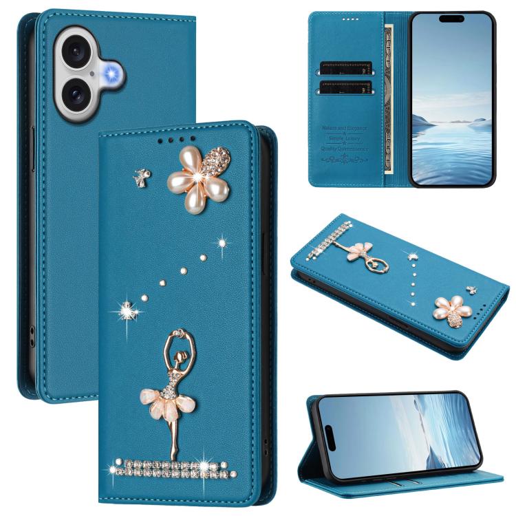 เคสโทรศัพท์หนังวีแกนแม่เหล็ก RFID ประดับเพชรลายสาวบัลเลต์ สำหรับ iPhone 17e / 16e, สำหรับ iPhone 17 Pro Max, สำหรับ iPhone 17 Pro, สำหรับ iPhone 17, สำหรับ iPhone Air, สำหรับ iPhone 16 Pro Max