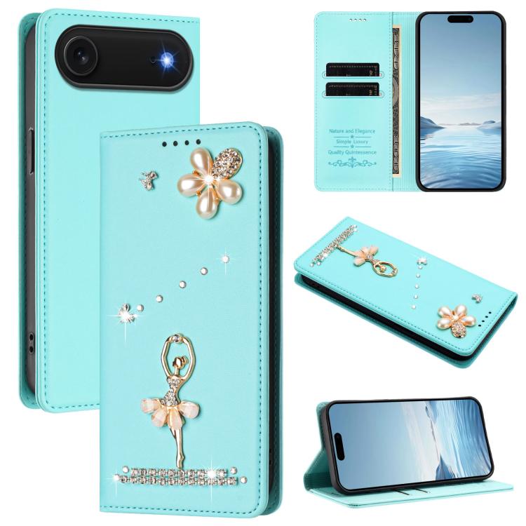 เคสโทรศัพท์หนังวีแกนแม่เหล็ก RFID ประดับเพชรลายสาวบัลเลต์ สำหรับ iPhone 17e / 16e, สำหรับ iPhone 17 Pro Max, สำหรับ iPhone 17 Pro, สำหรับ iPhone 17, สำหรับ iPhone Air, สำหรับ iPhone 16 Pro Max