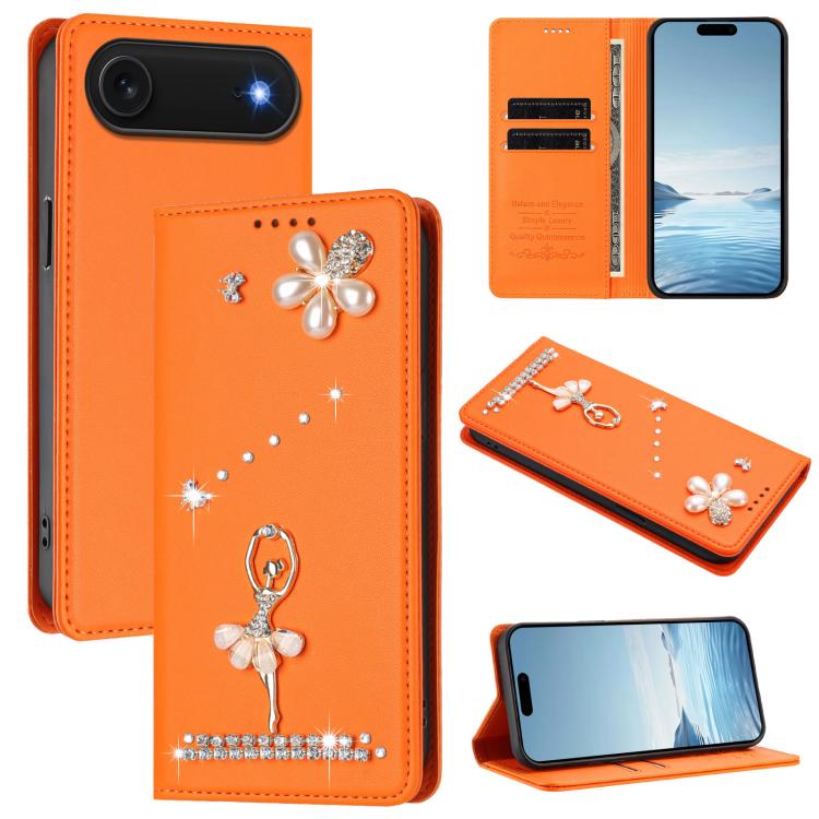 เคสโทรศัพท์หนังวีแกนแม่เหล็ก RFID ประดับเพชรลายสาวบัลเลต์ สำหรับ iPhone 17e / 16e, สำหรับ iPhone 17 Pro Max, สำหรับ iPhone 17 Pro, สำหรับ iPhone 17, สำหรับ iPhone Air, สำหรับ iPhone 16 Pro Max