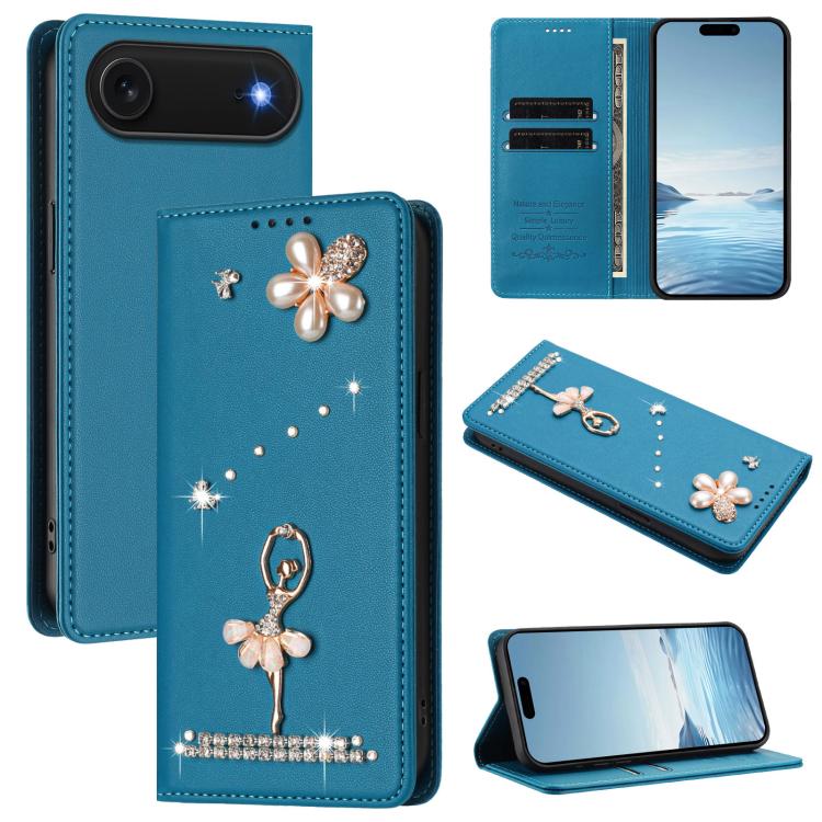 เคสโทรศัพท์หนังวีแกนแม่เหล็ก RFID ประดับเพชรลายสาวบัลเลต์ สำหรับ iPhone 17e / 16e, สำหรับ iPhone 17 Pro Max, สำหรับ iPhone 17 Pro, สำหรับ iPhone 17, สำหรับ iPhone Air, สำหรับ iPhone 16 Pro Max