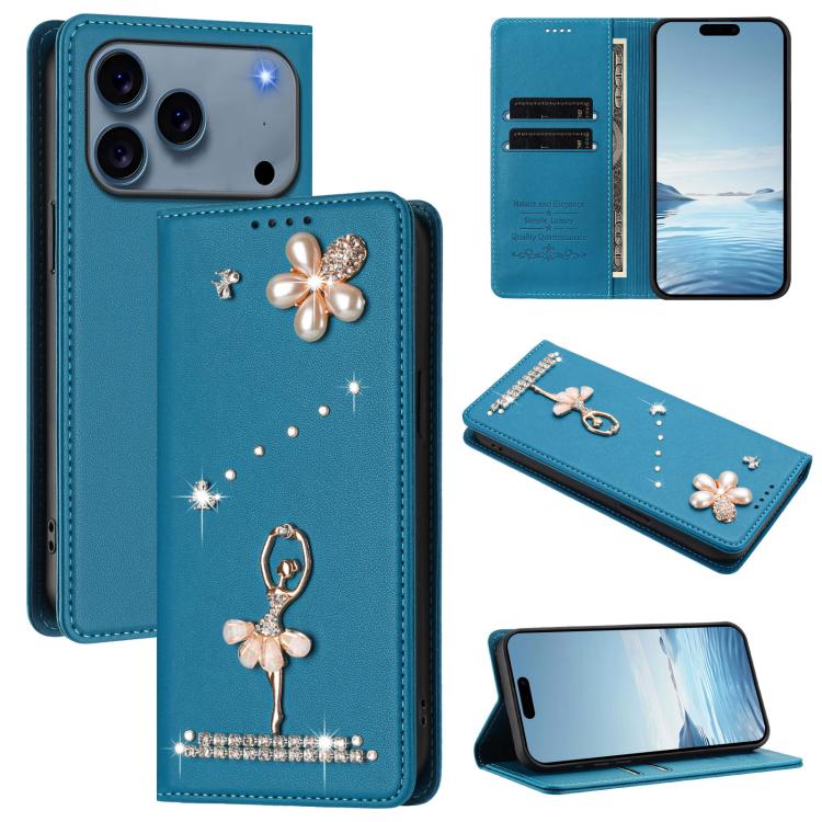 เคสโทรศัพท์หนังวีแกนแม่เหล็ก RFID ประดับเพชรลายสาวบัลเลต์ สำหรับ iPhone 17e / 16e, สำหรับ iPhone 17 Pro Max, สำหรับ iPhone 17 Pro, สำหรับ iPhone 17, สำหรับ iPhone Air, สำหรับ iPhone 16 Pro Max