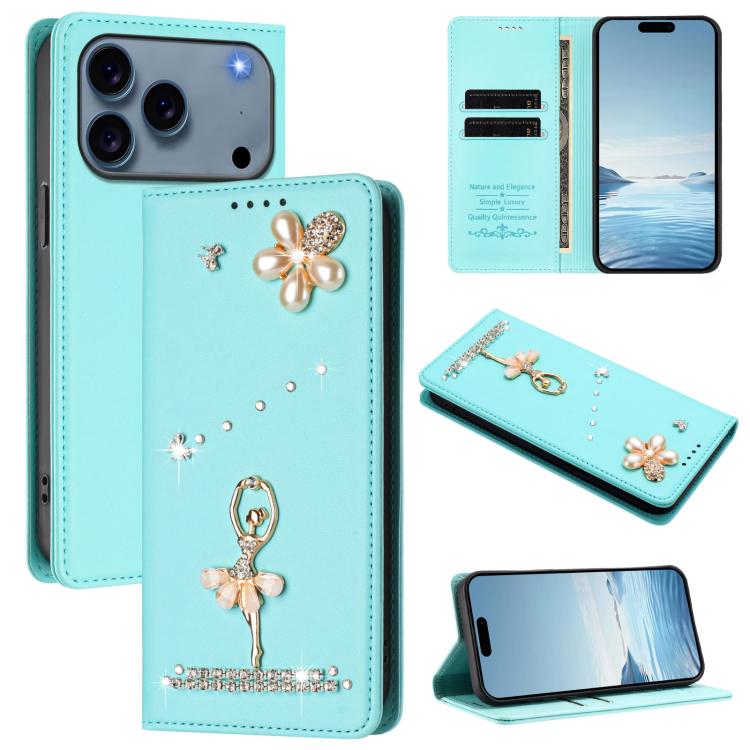 เคสโทรศัพท์หนังวีแกนแม่เหล็ก RFID ประดับเพชรลายสาวบัลเลต์ สำหรับ iPhone 17e / 16e, สำหรับ iPhone 17 Pro Max, สำหรับ iPhone 17 Pro, สำหรับ iPhone 17, สำหรับ iPhone Air, สำหรับ iPhone 16 Pro Max